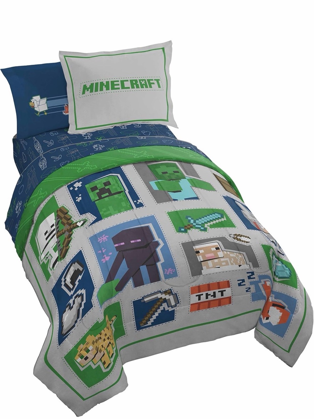 Jay Franco Minecraft 7pc Full Bed Set- Used